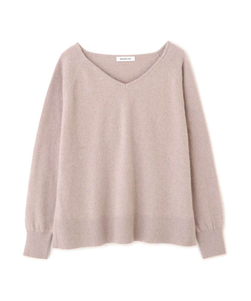 【公式／NATURAL BEAUTY BASIC】フォックス＆ウールブレンドニット/女性/ニットトップ/グレージュ/サイズ：Ｍ/羊毛 40% 毛（フォックス） 36% ナイロン 24%