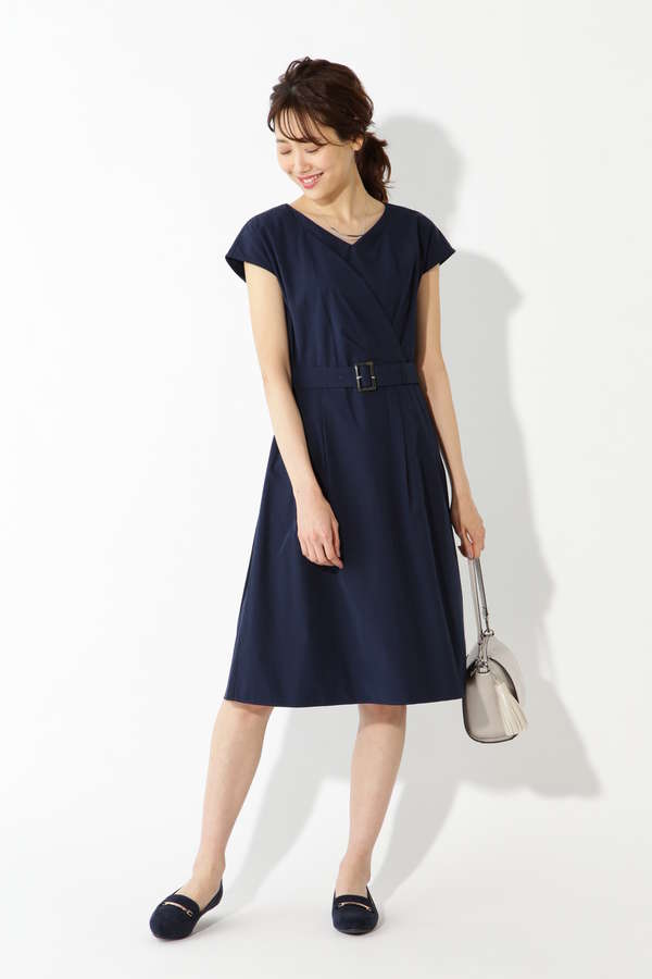 在庫限り Estnation 雑誌story カシュクールワンピース ネイビー 40 セール30 Off