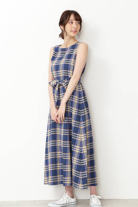 麻混チェックワンピース ワンピース ドレス Natural Beauty Basic ナチュラルビューティーベーシック のファッション通販mix Tokyo
