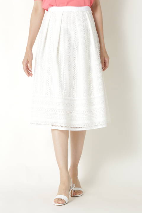 裾切り替えタックレーススカート