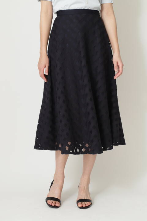 チュールチェック刺繍スカート