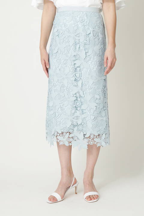 フラワーレースストレートスカート