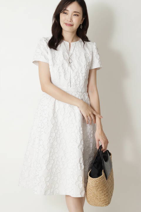 [Jクオリティ]フラワージャカードワンピース