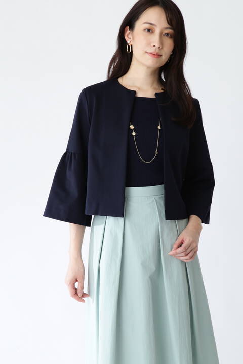 ［ウォッシャブル］フレアースリーブポンチカーディガン