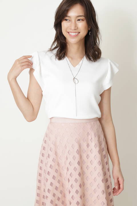 フレンチスリーブフレアニット