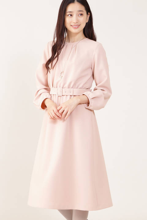 【先行予約 11月上旬-中旬入荷予定】ダブルクロスベルト付フレアワンピース