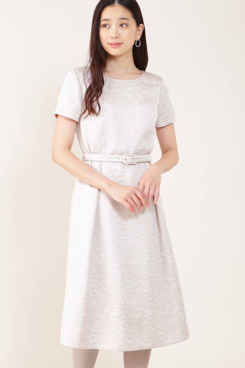 【先行予約 11月上旬-中旬入荷予定】[Jクオリティ]ラメフラワージャカードワンピース