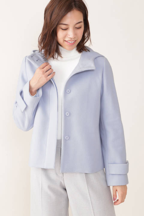 スタンドカラーショートコート