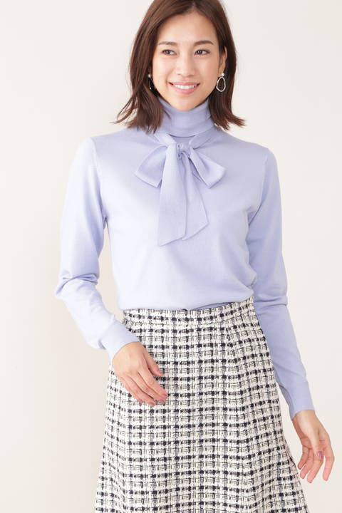 リボンタイタートルニット