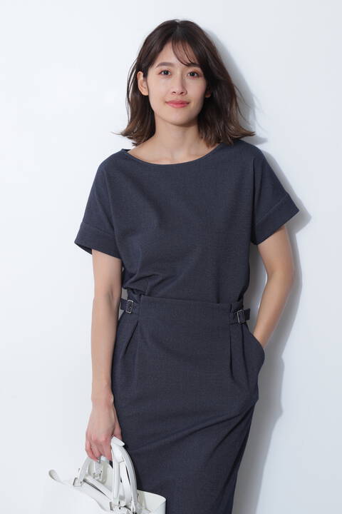 ［ウォッシャブル］デニム調ジャージーセットアップブラウス