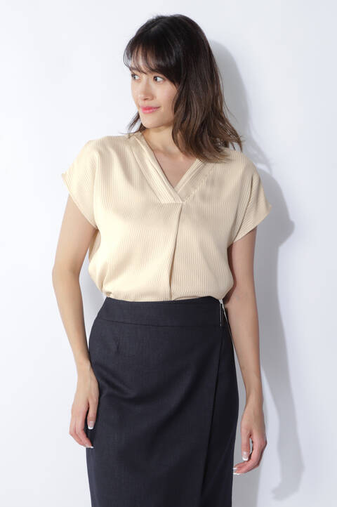 ［ウォッシャブル］ストライプブラウス