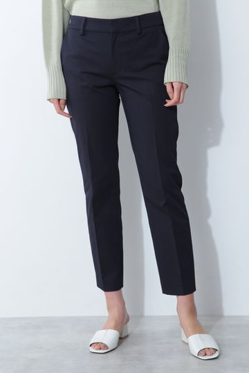 ［ウォッシャブル］麻混ツイルテーパードパンツ