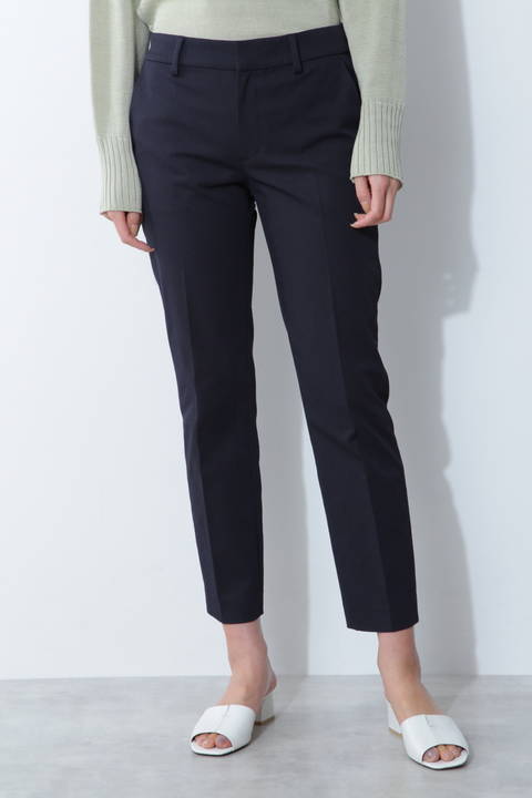 ［ウォッシャブル］麻混ツイルテーパードパンツ