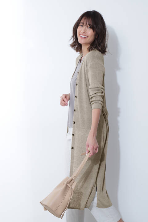 リネンハイゲージロングカーディガン