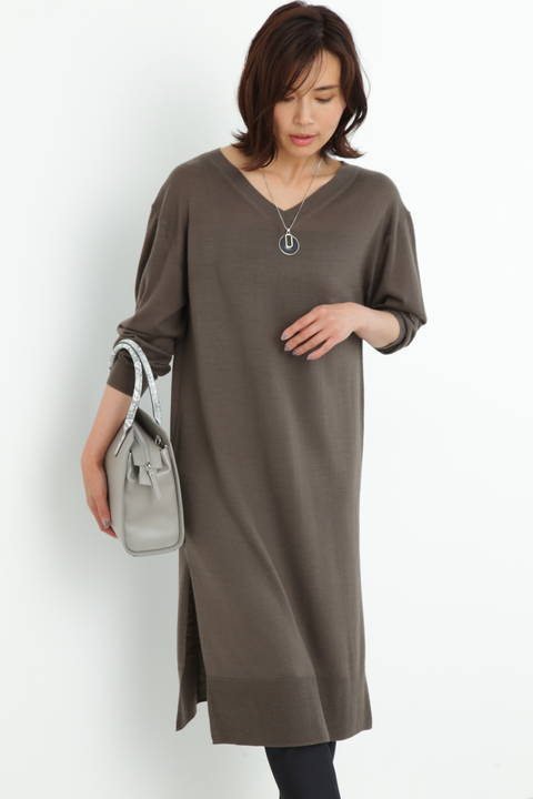 ハイゲージロングチュニックニット