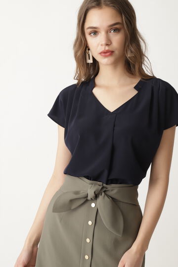 [ウォッシャブル]ショルダータックブラウス