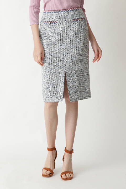 ブレードトリミングカラーツイードスカート