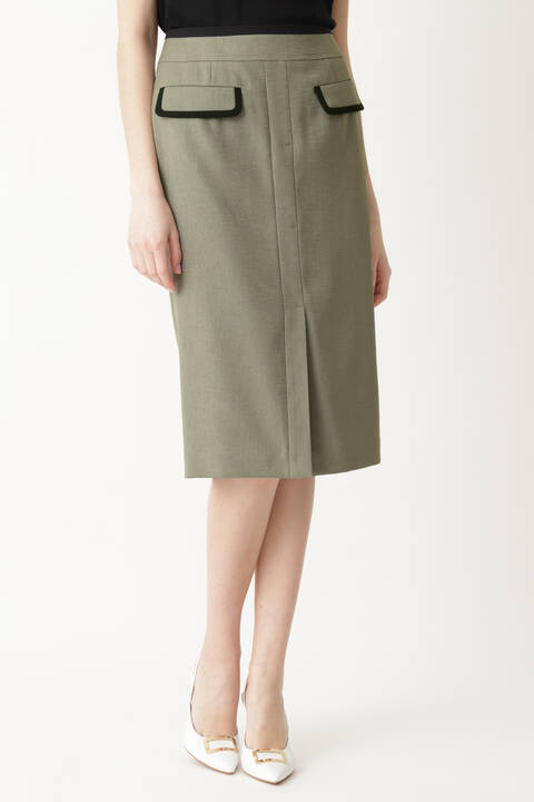 ［ウォッシャブル］配色パイピングスカート