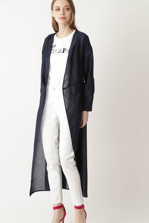 ［ウォッシャブル］スパンボイルカシュクールロングカーデ