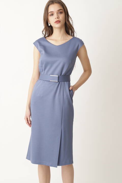 麻混モクロディーバックマーメイドワンピース