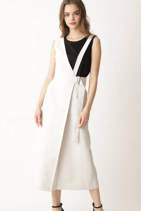 【先行予約 7月中旬-7月下旬入荷予定】［ウォッシャブル］ワンショルダージャンパースカート