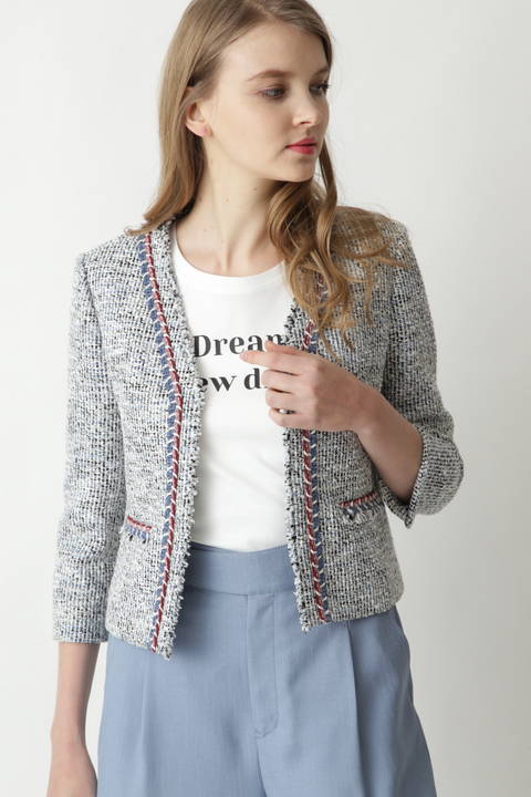 ブレードトリミングカラーツイードジャケット