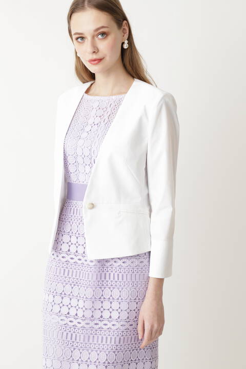 ［ウォッシャブル］ノーカラーツイルジャケット