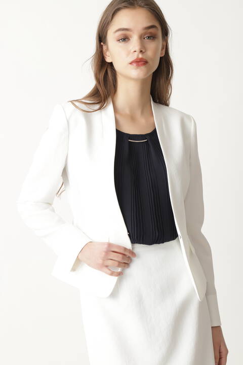 ドライポプリンノーカラーセットアップジャケット