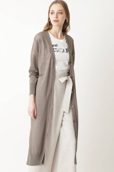 麻混ロングカーデ