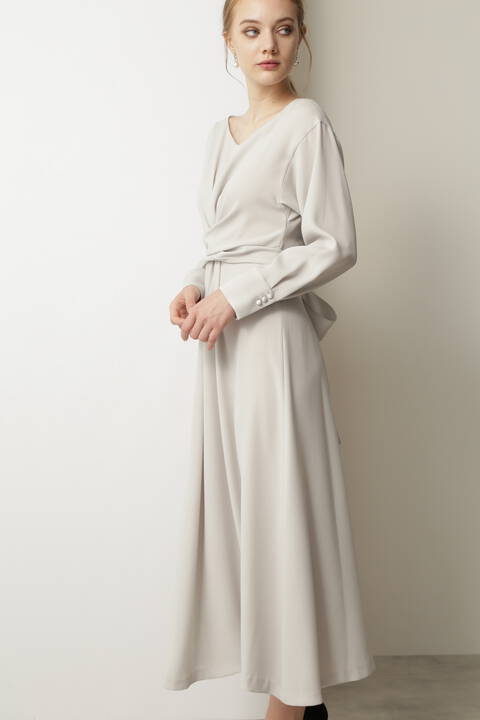 ウエストクロスリボンベルトロングワンピース Tokyostyle