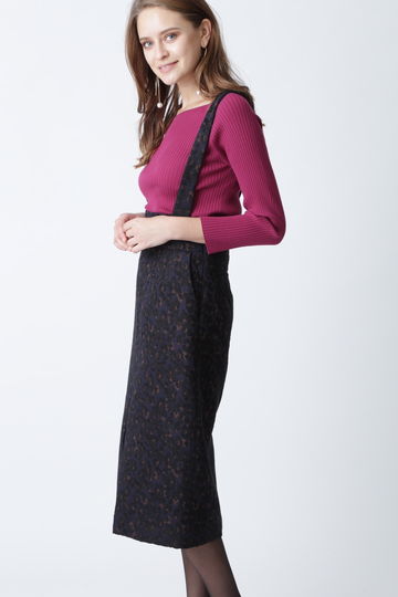 レオパードジャガードサスペンダースカート