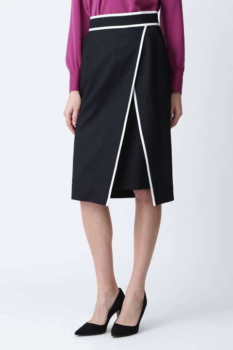 バイカラートリミングラップスカート