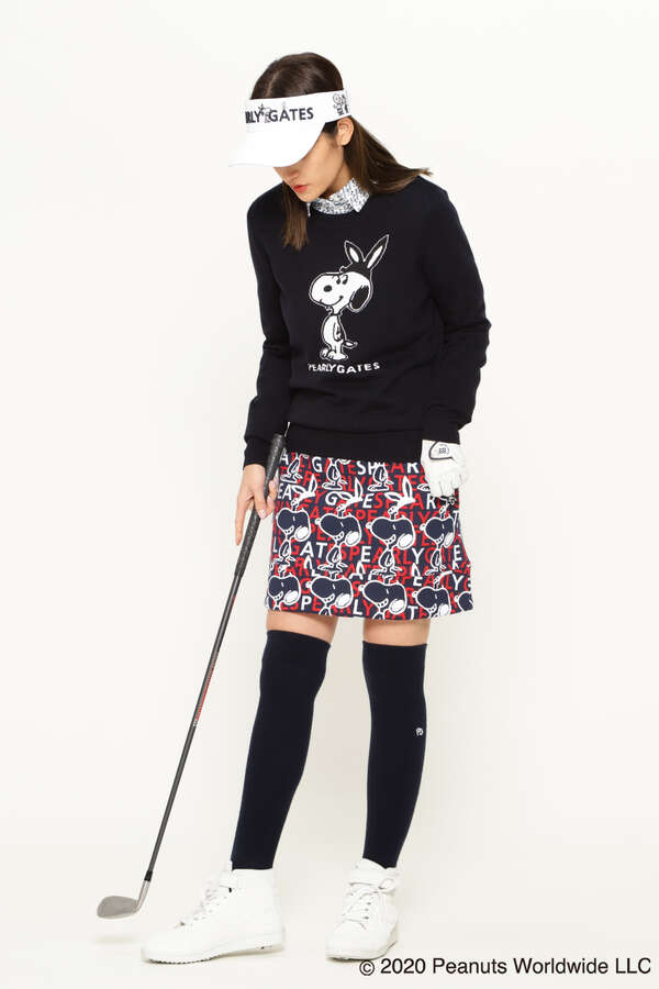 パーリーゲイツ Snoopy 裏毛起毛 Snoopy スウェット スカート