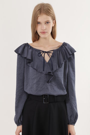  エレナドロストサテンブラウス 