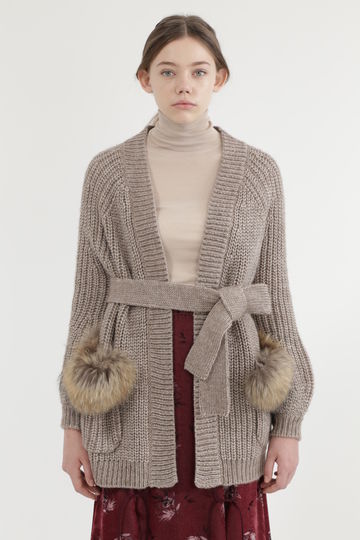  ローゲージファーカーディガン 