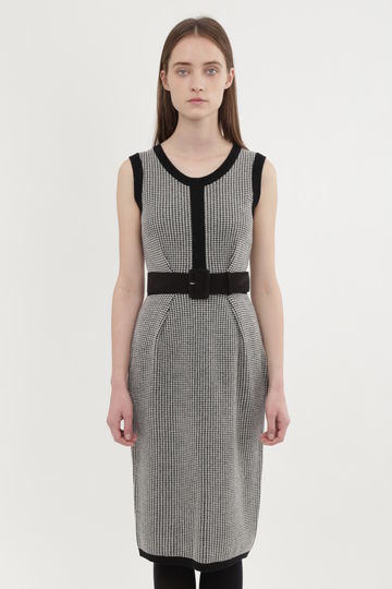  千鳥柄ノースリーブワンピース 