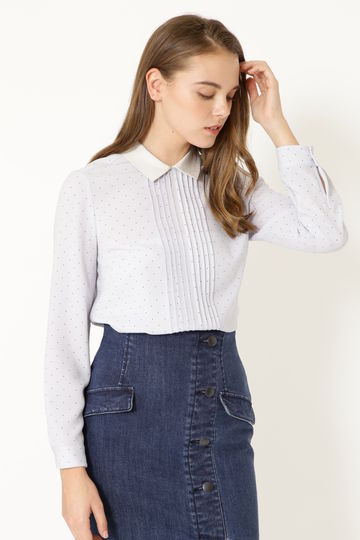  パティ襟付きピンドットブラウス 