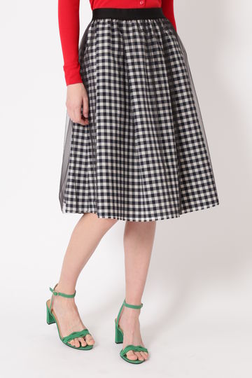  アビーチェックリバーシブルスカート 