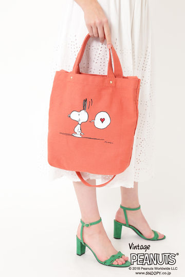  SNOOPY　ハート刺繍キャンバストートバッグ 