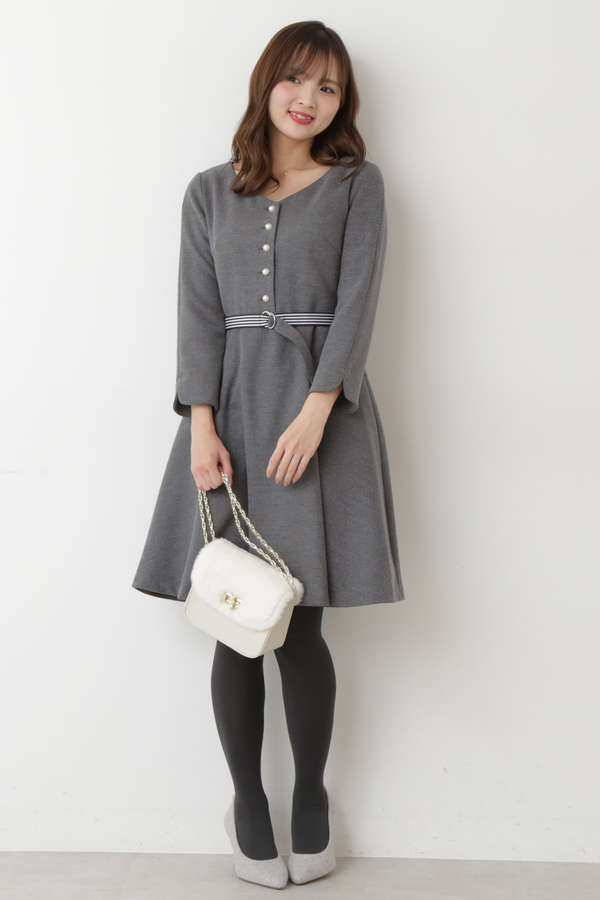 パール付きボーダーベルトワンピース Proportion Body Dressing サンエービーディーオンラインストア Sanei Online Store