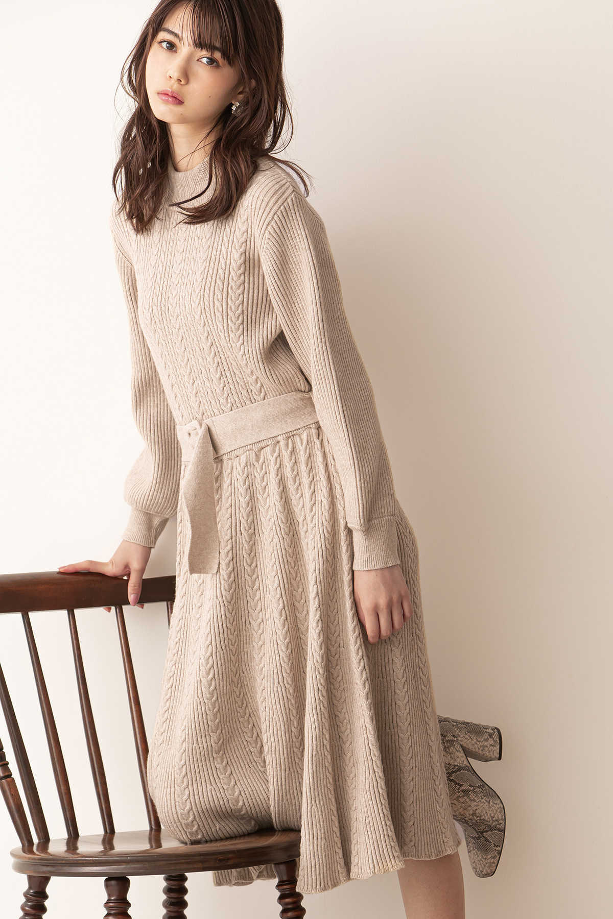 2枚で送料無料 JILLSTUART EXCLUSIVELINE ケーブルマキシニット