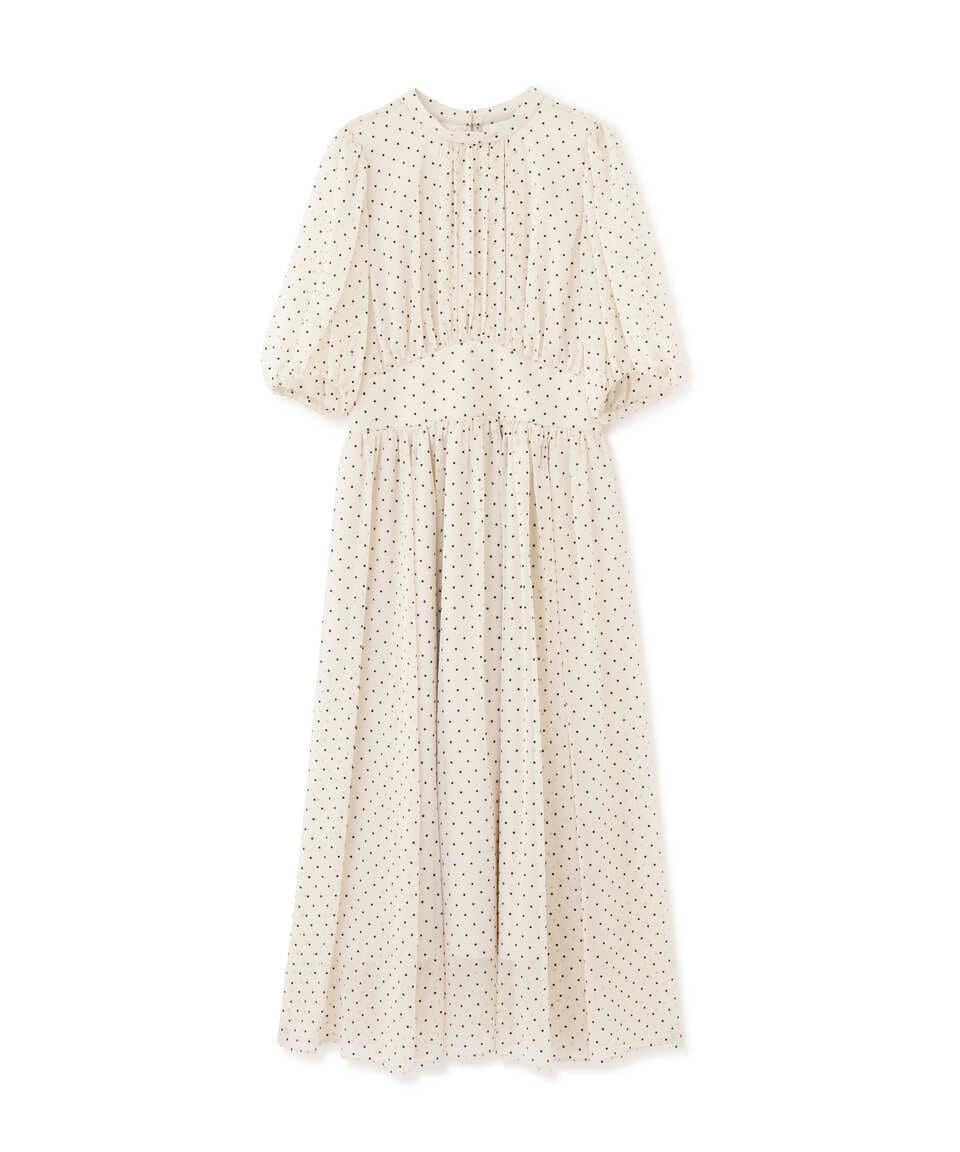 【公式／JILL by JILLSTUART】フロッキードットワンピース/女性/ワンピース/エクリュ/サイズ：Ｓ/（表生地）ポリエステル 100%（フロッキー部分）ナイロン ポリエステル レーヨン（裏生地）ポリエステル 100%