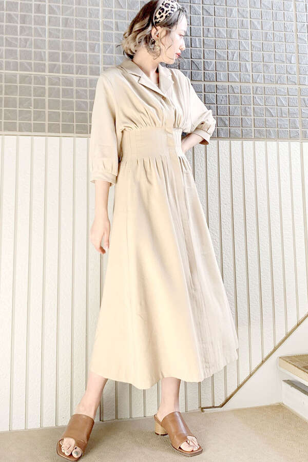 前開きウエストタックロングワンピース Free S Mart サンエービーディーオンラインストア Sanei Bd Online Store