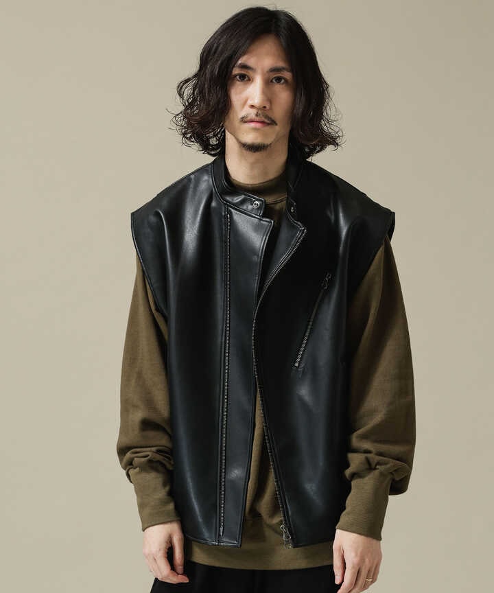 VEGAN LEATHER フルZIPベスト