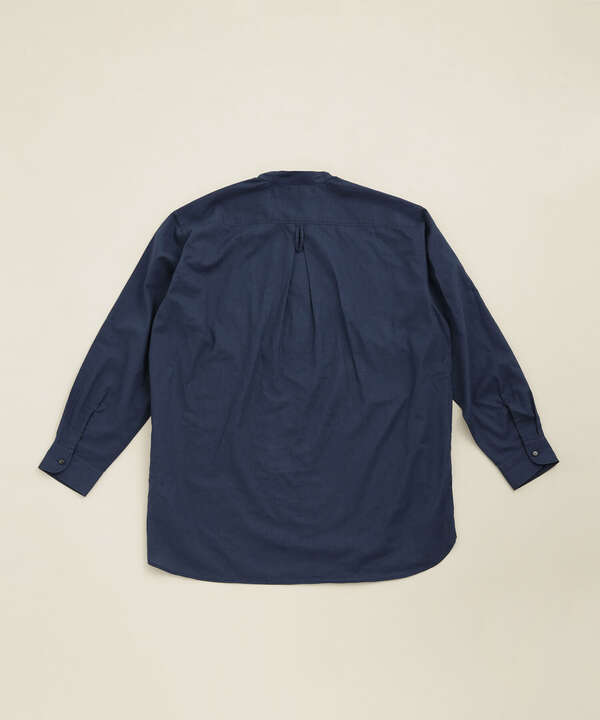 LB.03/綿麻ポプリンバンドカラーセミロングシャツ