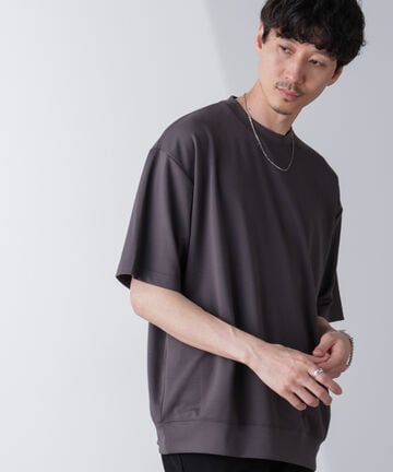 ワイドシルエットポンチクルーネックTシャツ