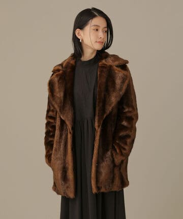 jakke/HEATHER PELTED MINK ミドル丈コート