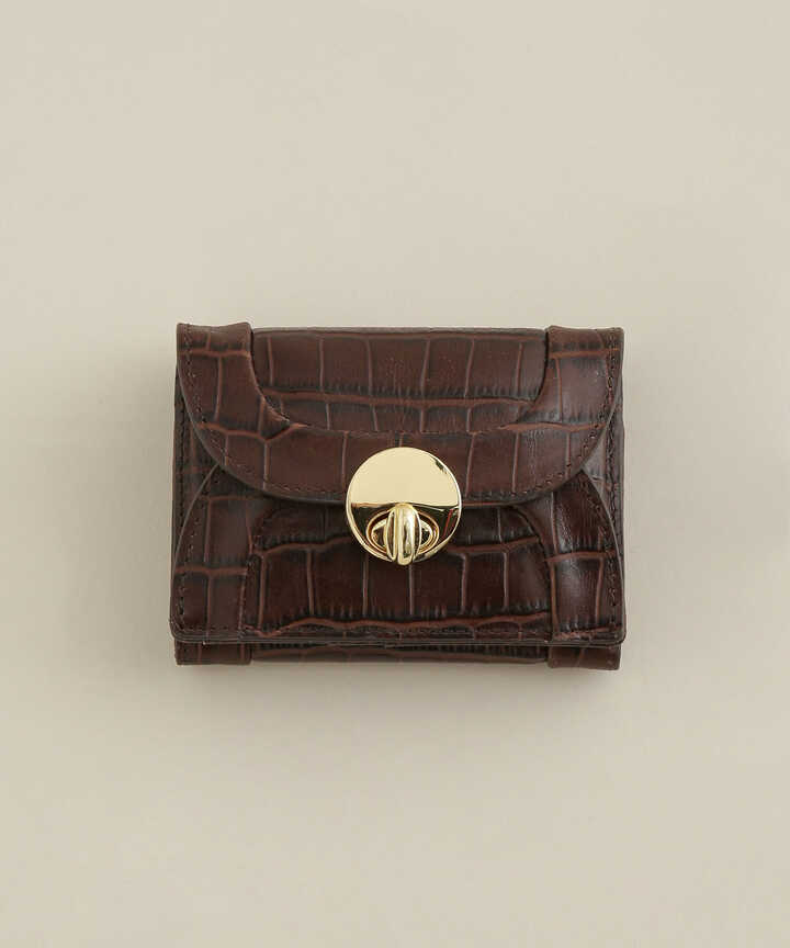 Hashibami/クロコ型押し ラウンド3つ折り財布