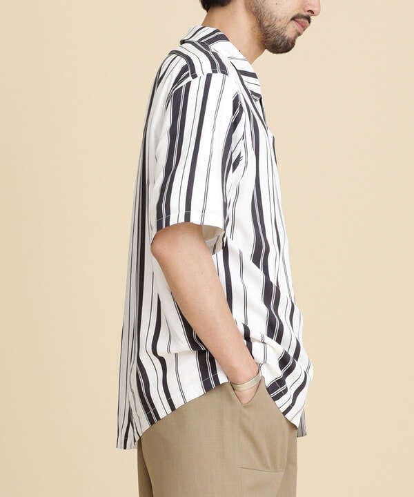 LB.04/ランダムストライプオープンカラーシャツ 半袖 