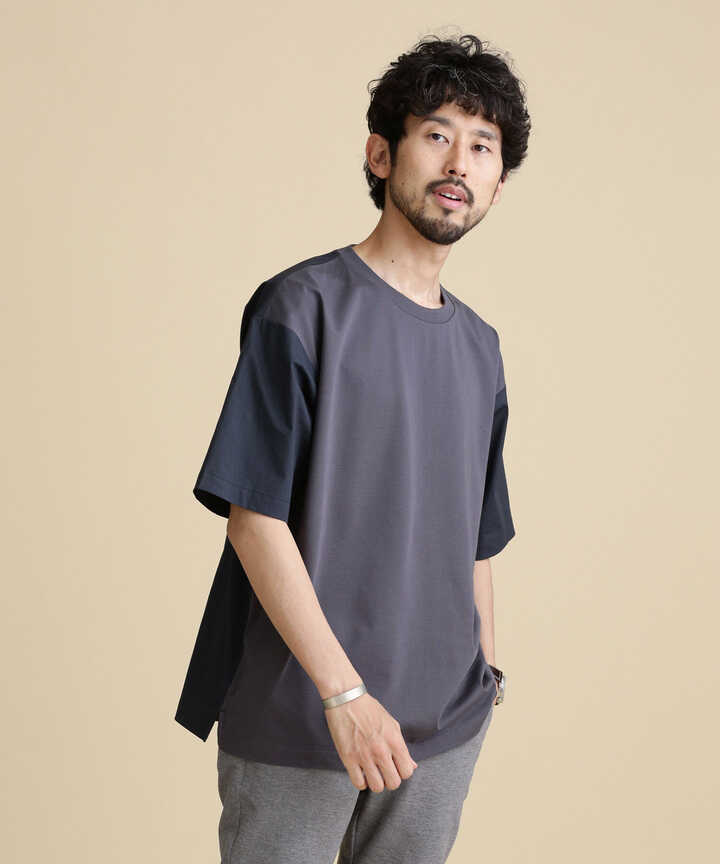 ナノユニバース ユニセックス Tシャツ ポケットT グレー s 綿100 即納 